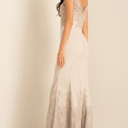 Бална Дълга Сива Рокля Бродерии