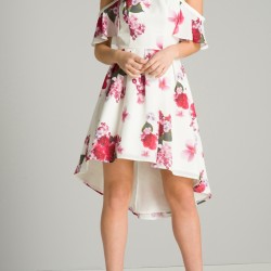 Елегантна Лятна Коктейлна Рокля Флорален Принт 