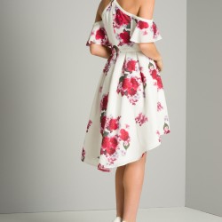Елегантна Лятна Коктейлна Рокля Флорален Принт 