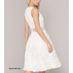 Бяла Къса Вечерна Рокля  Дантела