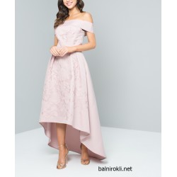 Асиметрична Абитуриентска Рокля Розов Цвят