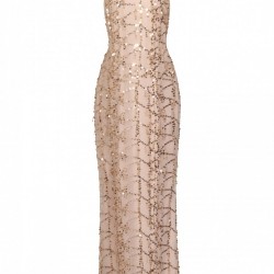 Елегантна Дълга Официална Рокля Златисти Пайети