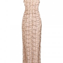 Елегантна Дълга Официална Рокля Златисти Пайети