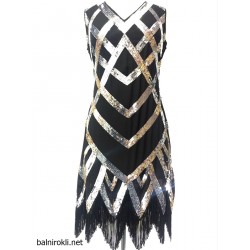  Елегантна Малка Черна Рокля Декорация Пайети