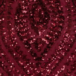 Блестяща Къса Тъмночервена Рокля Пайети