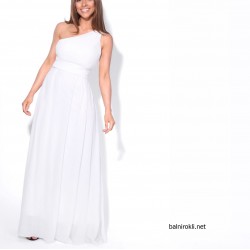 Бална Дълга Бяла Рокля Елегант