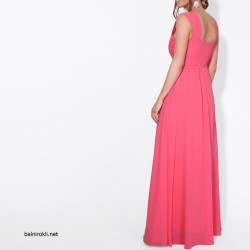 Елегантна Дълга Официална Рокля Корал Елегантна Дълга Официална Рокля Корал