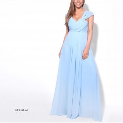 Елегантна Официална Светлосиня Рокля Шифон