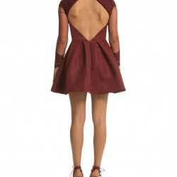 Елегантна Къса Секси Къса Рокля Цвят Бордо Гол Гръб Елегантна Къса Секси Къса Рокля Цвят Бордо Гол Гръб