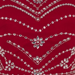 Вечерна Дълга Червена Официална Рокля Шифон Декорация