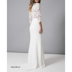 Бяла Дълга Луксозна Рокля Дантела Бяла Дълга Луксозна Рокля Дантела