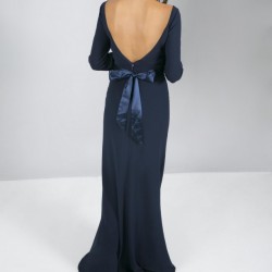 Абитуриентска Дълга Тъмносиня Рокля Гол Гръб