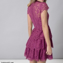 Абитуриентска Дантелена Виолетова Къса Рокля 