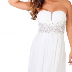 Абитуриентска Дълга Официална Рокля Цвят Бял Крем