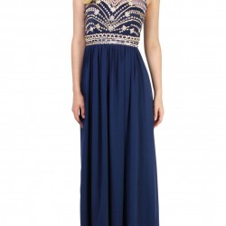 Дълга Официална Синя Рокля Шифон