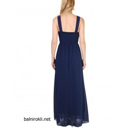 Дълга Официална Синя Рокля Шифон