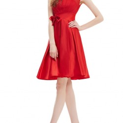Бална Къса Червена Рокличка Сатен