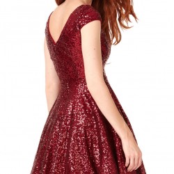 Бална Къса Червена Рокля Пайети Бордо 2 Бална Къса Червена Рокля Пайети Бордо 2