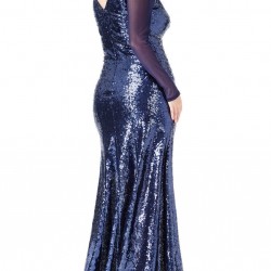 Блестяща Дълга  Рокля Тъмносиня Пайети Макси Дами  Блестяща Дълга  Рокля Тъмносиня Пайети Макси Дами