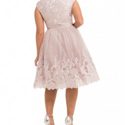 Бална Официална Рокля Макси Дами Цвят Люляков Крем