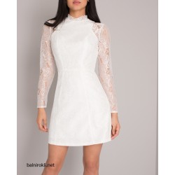 Ефирна Къса Рокля Бял Крем 