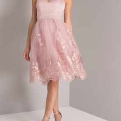 Бална Къса Рокля  Флорални Бродерии