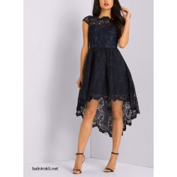 Асиметрична Абитуриентска  Тъмносиня Рокля