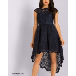 Асиметрична Абитуриентска  Тъмносиня Рокля