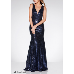 Блестяща Официална Тъмносиня Бална Рокля Блестяща Официална Тъмносиня Бална Рокля