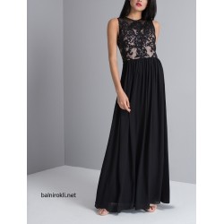 Абитуриентска Дълга Черна Рокля Бюстие Декорация