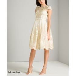  БАЛНА  КЪСА РОКЛЯ Крем Тюл Бродерии