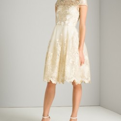  БАЛНА  КЪСА РОКЛЯ Крем Тюл Бродерии