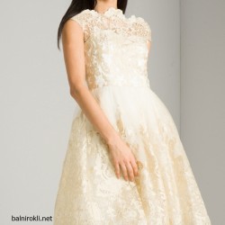  БАЛНА  КЪСА РОКЛЯ Крем Тюл Бродерии