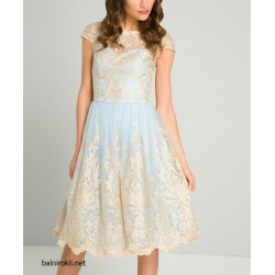 Абитуриентска Елегантна Къса Синя Рокля Бароков Стил