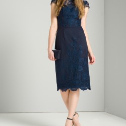 Елегантна Тъмносиня Коктейлна Рокля 