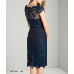 Елегантна Тъмносиня Коктейлна Рокля 