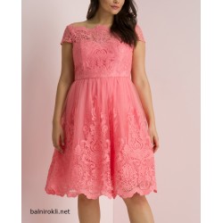 Елегантна Класическа Къса Рокля Цвят Корал Макси Дами  Елегантна Класическа Къса Рокля Цвят Корал Макси Дами