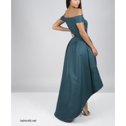 Асиметрична Зелена Бална Рокля Сатен Асиметрична Зелена Бална Рокля Сатен