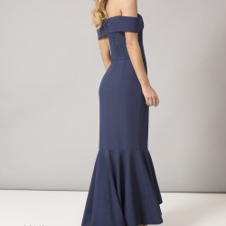 Елегантна Дълга Тъмносиня Рокля за Парти Русалка