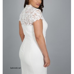 Бяла Дълга Бална Рокля Дантела Макси Размери