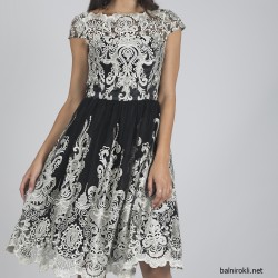 Абитуриентска Елегантна Къса Вечерна Рокля Черна Бароков Стил