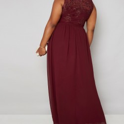 Елегантна Официална Тъмночервена Бална Рокля Макси Дами Шифон Елегантна Официална Тъмночервена Бална Рокля Макси Дами Шифон