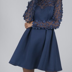 Елегантна Къса Синя Рокля 3D декорации