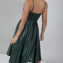 Елегантна Къса Парти Рокля Зелен Цвят Сатен