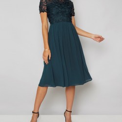 Бална Тъмнозелена Официална Рокля Шифон 