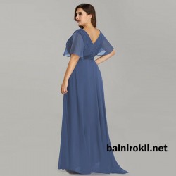 Дълга Вечерна Синя Рокля Макси Дами Шифон Дълга Вечерна Синя Рокля Макси Дами Шифон