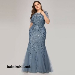 Абитуриентска Синя Рокля Макси Размери Тюл и Декорации Абитуриентска Синя Рокля Макси Размери Тюл и Декорации