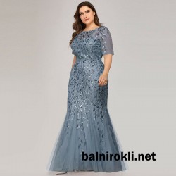 Абитуриентска Синя Рокля Макси Размери Тюл и Декорации Абитуриентска Синя Рокля Макси Размери Тюл и Декорации