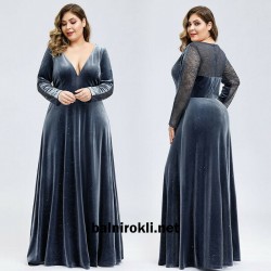 Абитуриентска Дълга Велурена Синя Бална Рокля Макси Дами  Абитуриентска Дълга Велурена Синя Бална Рокля Макси Дами