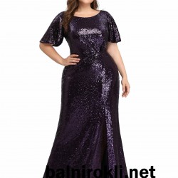 Бална Тъмнолилава Блестяща Рокля Макси Дами